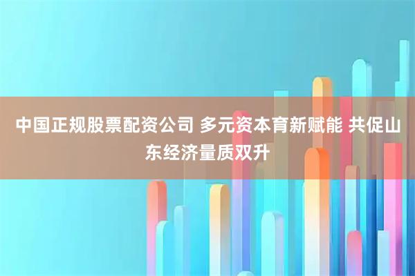 中国正规股票配资公司 多元资本育新赋能 共促山东经济量质双升